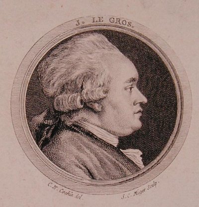 Retrato de Joseph Le Gros (1739-93) gravado por Simon Charles Miger (1736-1820) (gravura) de Charles Nicolas II (after) Cochin