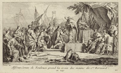 Alfons I, Conde de Toulouse, toma a Cruz da mão de Bernardo de Clairvaux, jurando juntar-se à Segunda Cruzada de Charles Nicolas II Cochin