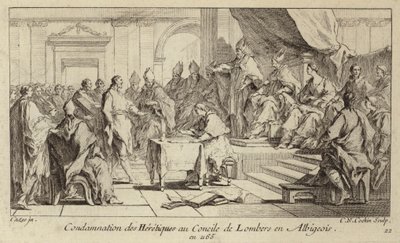Condenação dos cátaros como hereges no Conselho de Lombers, França de Charles Nicolas II Cochin