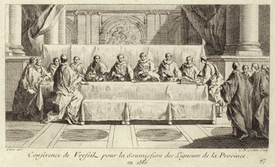 Conferência para a apresentação de membros da Liga Católica no Languedoc de Charles Nicolas II Cochin