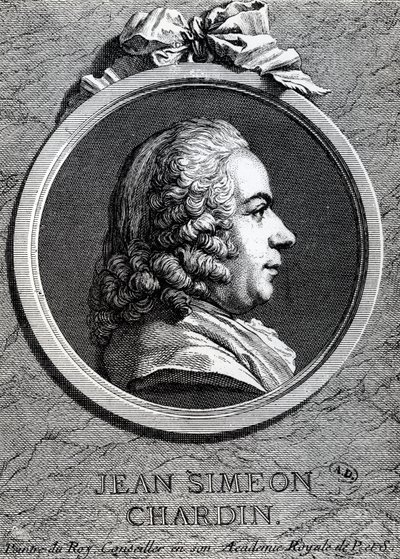 Jean Simeon Chardin (gravura em cobre) de Charles Nicolas II Cochin