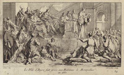 Luís I, Duque de Anjou, regente do Rei Carlos VI de França, dando graças ao povo de Montpellier de Charles Nicolas II Cochin