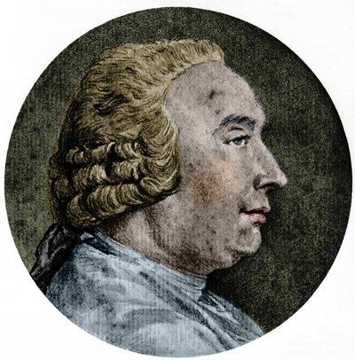 Retrato de David Hume, filósofo escocês (1711 a 1776) Desenho de Charles - Nicolas Cochin Jr. de Charles Nicolas II Cochin