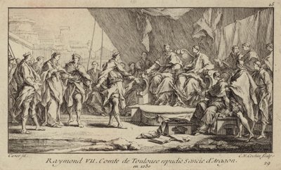 Raymond VII, Conde de Toulouse, repudiando sua esposa, Sancha de Aragão de Charles Nicolas II Cochin