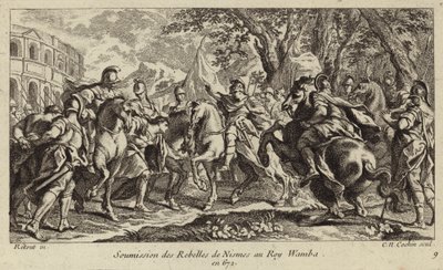 Submissão dos rebeldes de Nimes a Wamba, rei dos visigodos, 672 de Charles Nicolas II Cochin