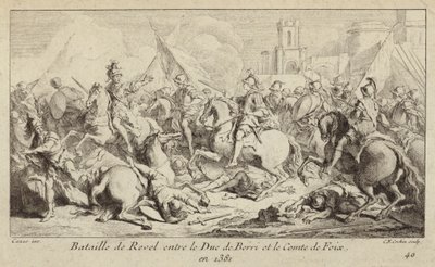Os exércitos do Duque de Berry e do Conde de Foix lutando na Batalha de Apocalipse, França de Charles Nicolas II Cochin