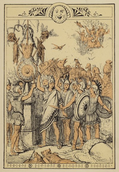 Histórias de Lucian: O Povo da Lua surpreendido pelos Centauros das Nuvens (lito colorido) de Charles Oliver Murray