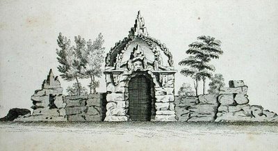 Uma Gruta, de "Arquitectura Ornamental no Gótico, Chinês e Gosto Moderno", publicado em 1758 (gravura) de Charles Over