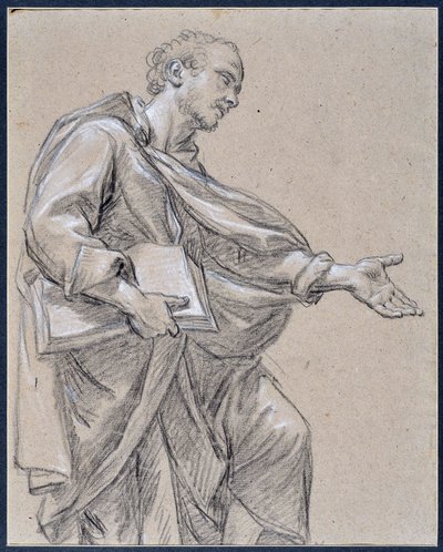 Figura Drapee segurando um livro (desenho) de Charles Parrocel