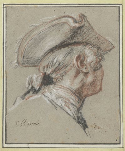 Estudo de uma cabeça Cabeça de estudo, perucas e com tricorne de Charles Parrocel