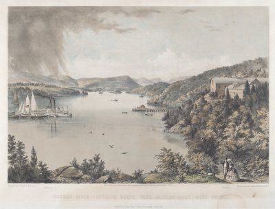 Portfólio do Rio Hudson: Olhando para o sul de Battery Knox, West Point de Charles Parsons after Benjamin Bellows Grant Stone
