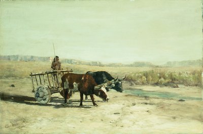 Um carro de boi no Novo México (óleo sobre tela) de Charles Partridge Adams