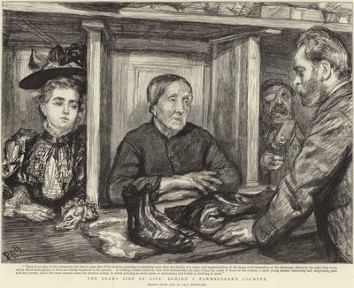 Atrás do balcão de uma casa de penhores (litho) de Charles Paul (after) Renouard