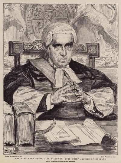 O falecido Lord Russell de Killowen, Lord Chief Justice of England (litho) de Charles Paul (after) Renouard