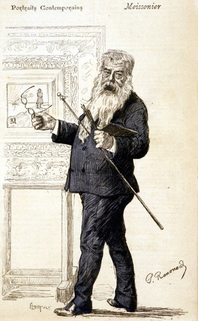 Retrato de Meissonier. Gravura do final do século XIX. de Charles Paul Renouard