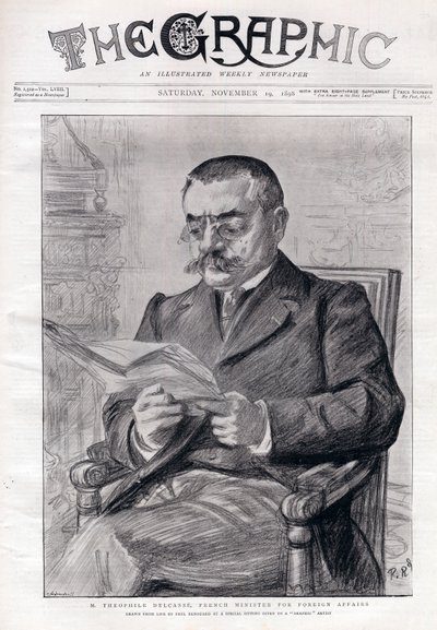 Retrato de Theophile Delcasse (1852-1923), político francês e ministro dos Negócios Estrangeiros. de Charles Paul Renouard