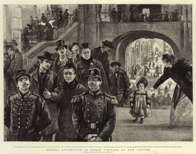 Domingo à tarde em Paris, visitantes no Louvre de Charles Paul Renouard