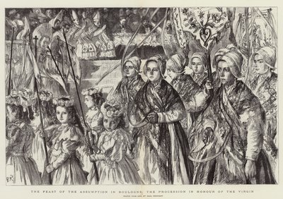 A festa da Assunção em Boulogne, a procissão em honra da Virgem de Charles Paul Renouard
