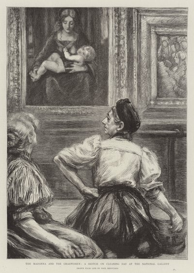 A Madonna e as Charwomen, um esboço sobre o dia da limpeza na National Gallery de Charles Paul Renouard