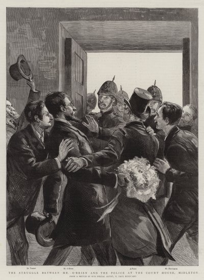 A luta entre o Sr. O&39;Brien e a polícia no tribunal, Midleton de Charles Paul Renouard