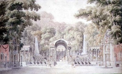 Desenho para um Palco com um Templo de Vénus num Jardim arborizado para o "Anacreon" de Gretry de Charles Percier
