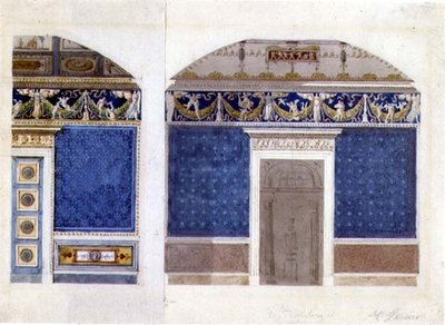 Design para o interior de um palácio Empire, c.1810 (aguarela e guache sobre papel) de Charles Percier