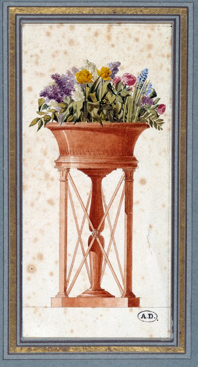 Projeto de um jardim em mogno de Charles Percier (1764-1836), arquiteto e decorador. Aquarela. Paris. Artes Decorativas de Charles Percier