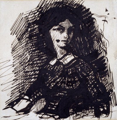 Retrato de Jeanne Duval, meados do século XIX de Charles Pierre Baudelaire