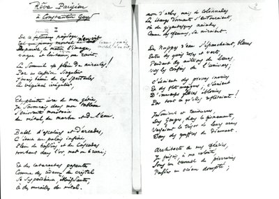 Poema de autógrafos "Reve Parisien" (caneta e tinta sobre papel) (foto a p/b) de Charles Pierre Baudelaire