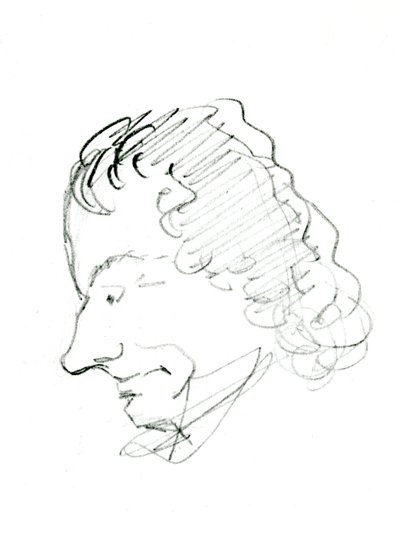 Auto-retrato, c. 1843 (lápis sobre papel) (foto a p/b) de Charles Pierre Baudelaire