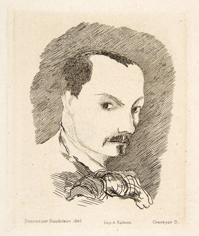 Auto-retrato de Charles Baudelaire, pub. 1869 (gravura) de Charles Pierre Baudelaire