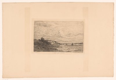 Vista do Sena em Honfleur La Seine antes de Honfleur (título no objeto) de Charles Pierre Daubigny