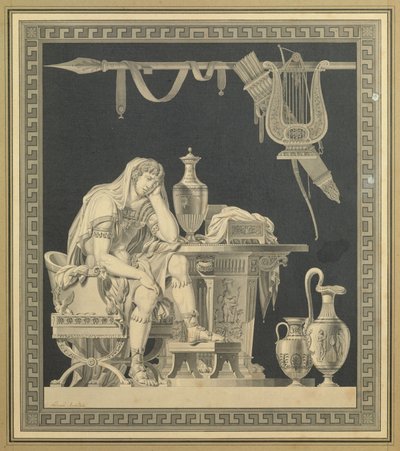 Aquiles luto pela morte de Pátroclo de Charles Pierre Joseph Normand