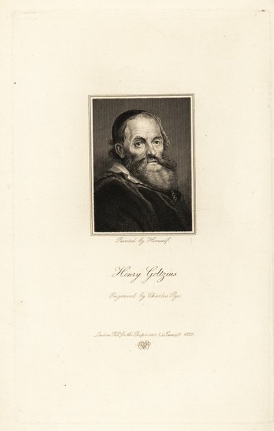 Retrato de Hendrick Goltzius, gravador, desenhista e pintor holandês nascido na Alemanha de Charles Pye