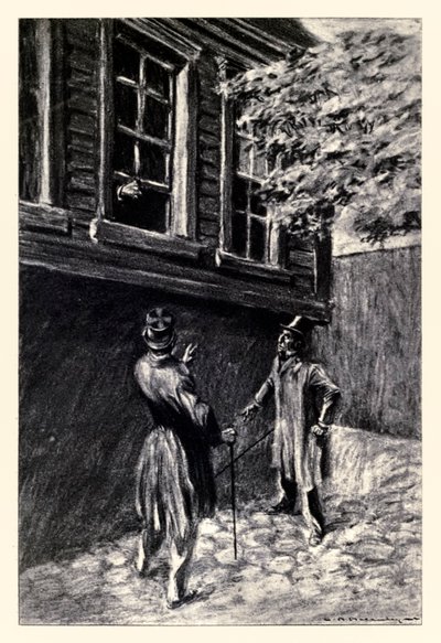 Eles viram, mas para um vislumbre" do "Strange Case of Dr Jekyll and Mr Hyde" de Robert Louis Stevenson (1850-1894) ilustrado por Charles Raymond Macauley (1871-1934) de Charles Raymond Macauley