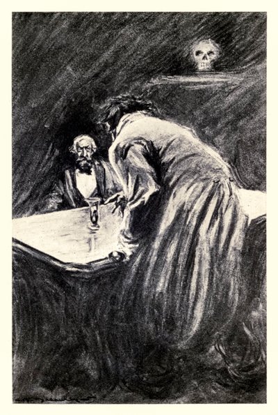 Sofre que eu tome este copo na minha mão" do "Strange Case of Dr Jekyll and Mr Hyde" de Robert Louis Stevenson (1850-1894) ilustrado por Charles Raymond Macauley (1871-1934) de Charles Raymond Macauley