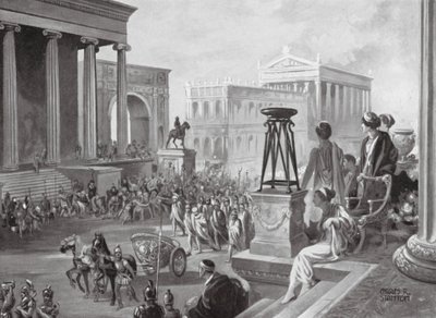 Os líderes aqueus transportados para Roma, 167 a.C. (litografia) de Charles Rebel Stanton