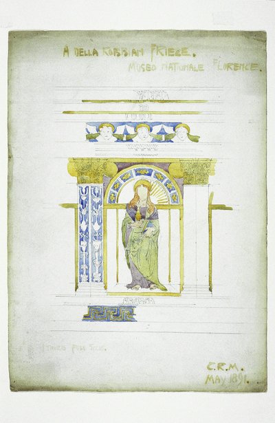 Um Della Robbian [sic] Frieze, Museu Nacional, Florença, 1891 (lápis e aquarela sobre papel) de Charles Rennie Mackintosh