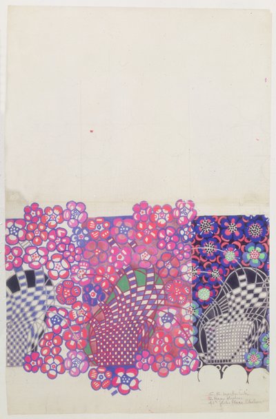 Design de flor de tabaco azul e rosa de Charles Rennie Mackintosh