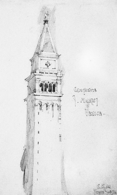 Campanile, S. Marks, Veneza, 1891 de Charles Rennie Mackintosh