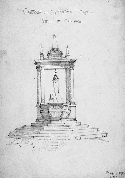 Certosa di S. Martino, Nápoles, bem no pátio, 1891 de Charles Rennie Mackintosh