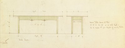 Design para mesa de jantar e mesa pequena (aquarela) de Charles Rennie Mackintosh