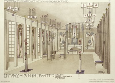 Design para uma sala de música, c.1901 de Charles Rennie Mackintosh