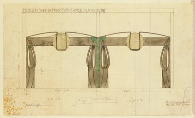 Projeto para um estande de exposição de Francis Smith, usado na Exposição de Glasgow, mostrado em elevação, 1901 de Charles Rennie Mackintosh