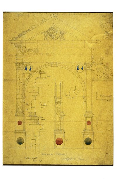 Entrada Gateway, Certosa di Pavia, 1891 (lápis e aquarela sobre papel) de Charles Rennie Mackintosh