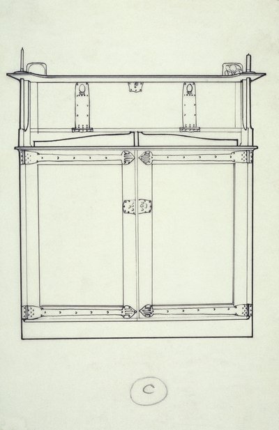 Desenho de linha da mobília (um armário), c.1910 (tinta no papel) de Charles Rennie Mackintosh
