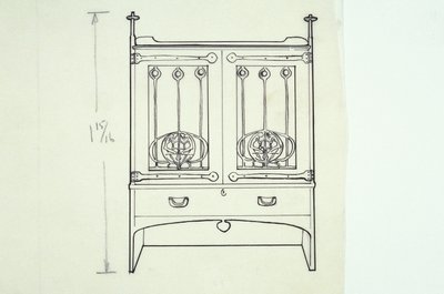 Desenho de linha de mobiliário (uma penteadeira), c.1910 (tinta sobre papel) de Charles Rennie Mackintosh