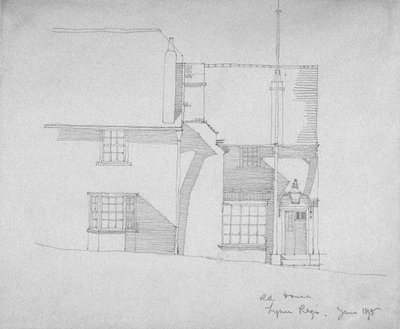 Casa Velha, Lyme Regis, Dorsetshire, 1895 (Lápis sobre papel vegetal) de Charles Rennie Mackintosh