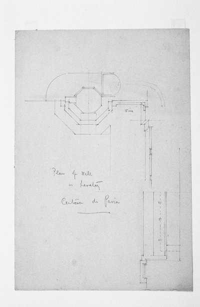 Plano de Poço no Lavatório, Certosa de Pavia, 1891 de Charles Rennie Mackintosh