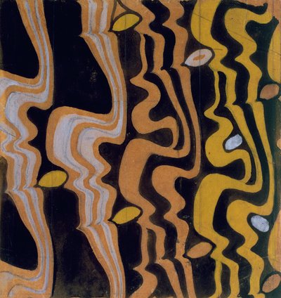 Design têxtil (wc e lápis sobre papel pardo) de Charles Rennie Mackintosh